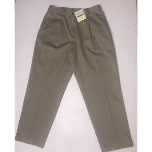 NWT LL Bean Bayside Wrinkle Free Pleated Cotton Pants w/ Comfort Waist Size 14P